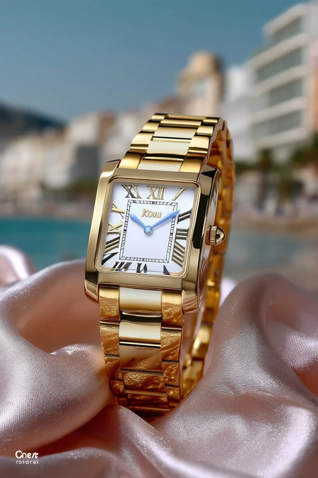 Golden Womens Watch Product Photography