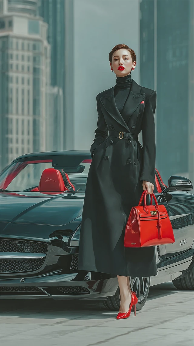 Elegant Woman with Mercedes Benz Luxury Lifestyle