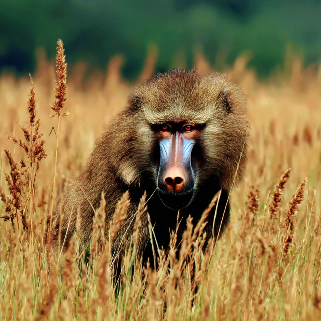 Baboon in the Grassfields: Waiting Patiently