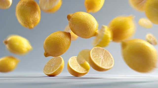 Falling Lemons Fresh Citrus Fruit Photo