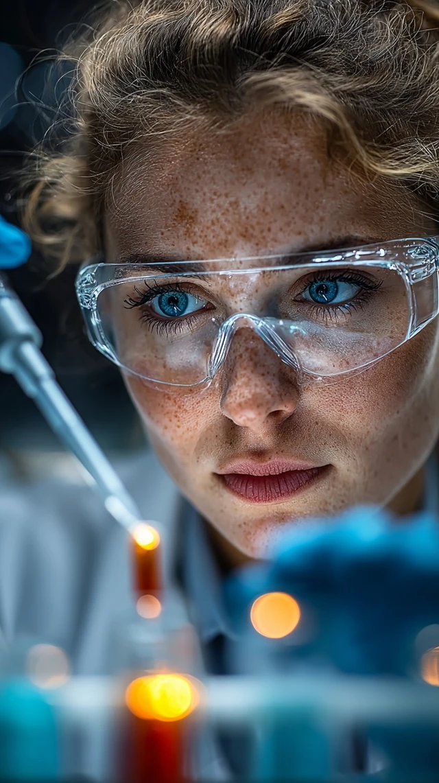 Female Scientist in Lab Experimenting Closeup