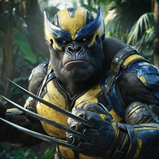 Wolverine Gorilla Hyper Realistic Image