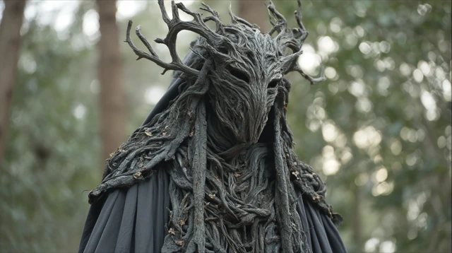 Demonic Tree Root Creature in Black Cloak