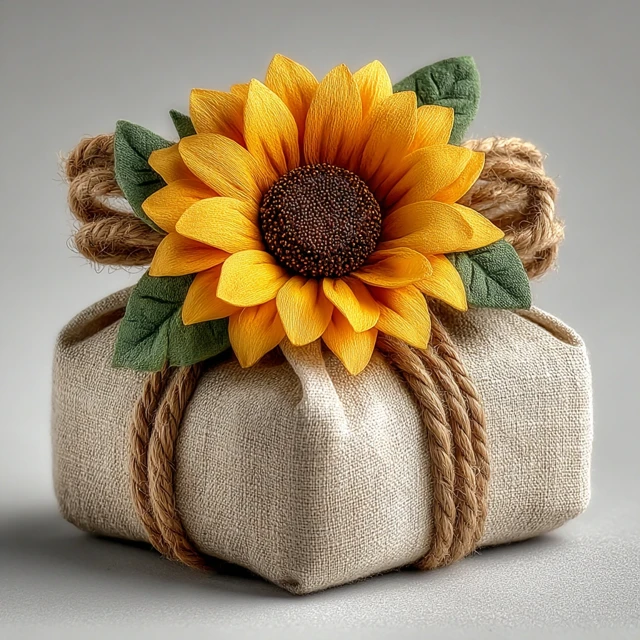 Reusable Cloth Gift Wrap with Sunflower Zero Waste
