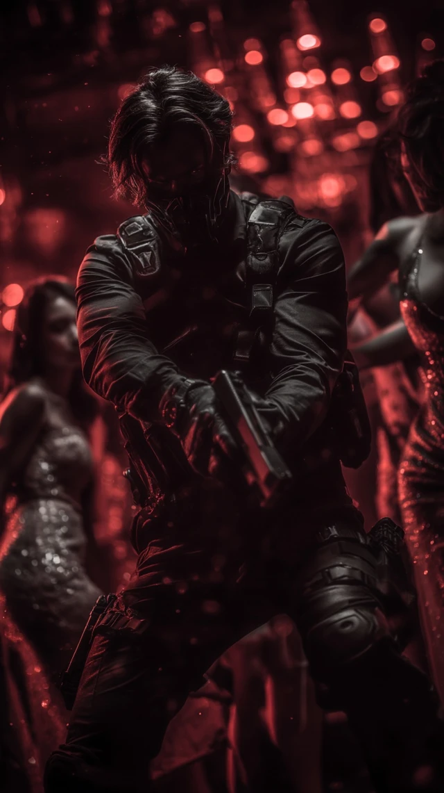 SciFi Soldier Agent in Nightclub Action