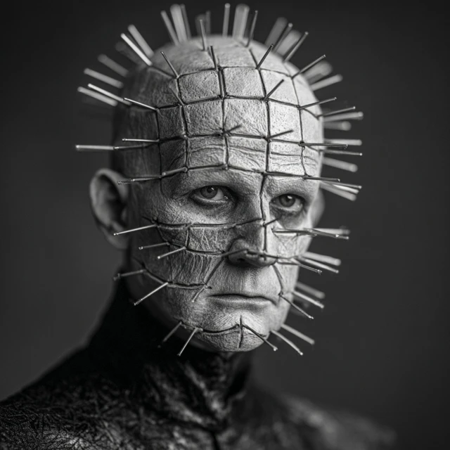 Pinhead Portrait Hellraiser Black and White