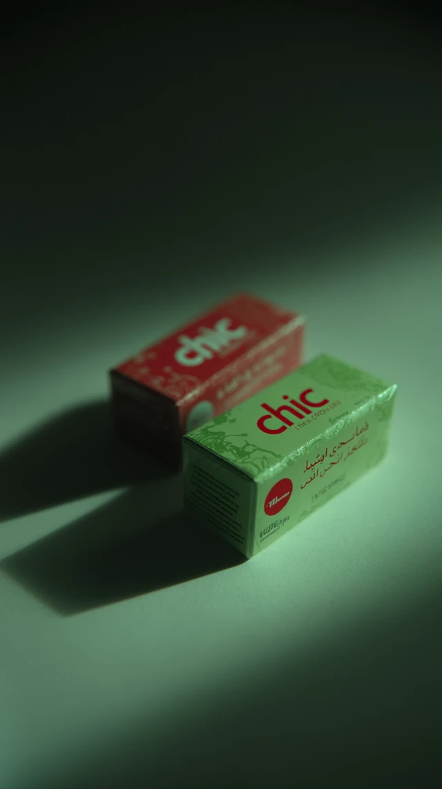 Chic Gum Packaging Red and Green Hyperrealistic