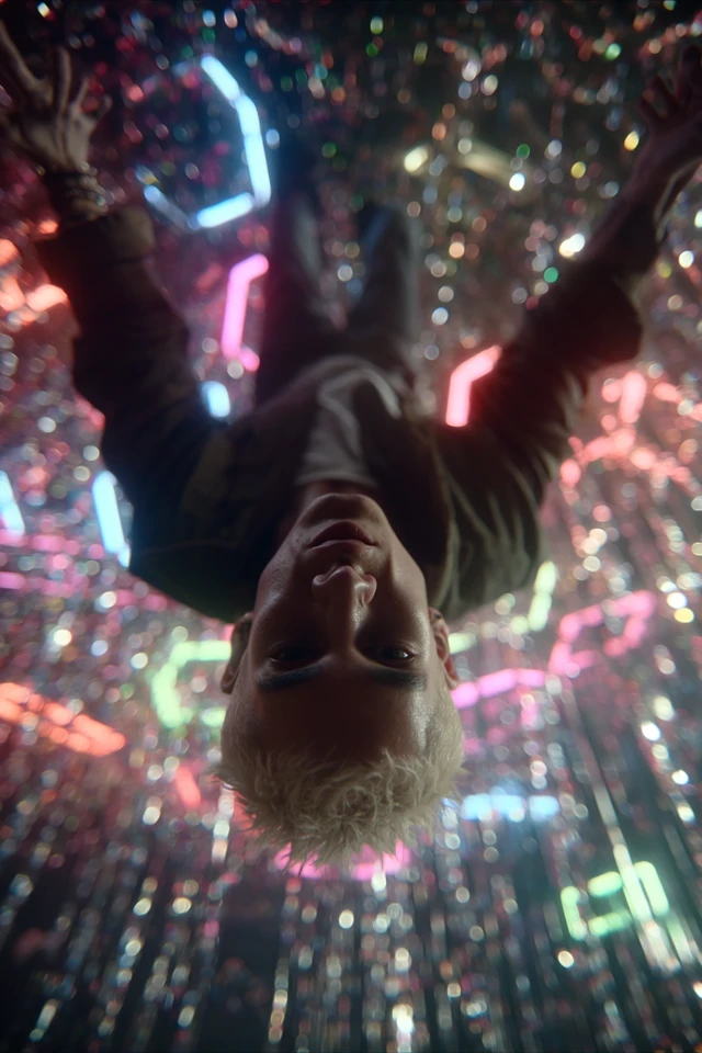 Dreamlike Cinematic Portrait Man In Neon Space