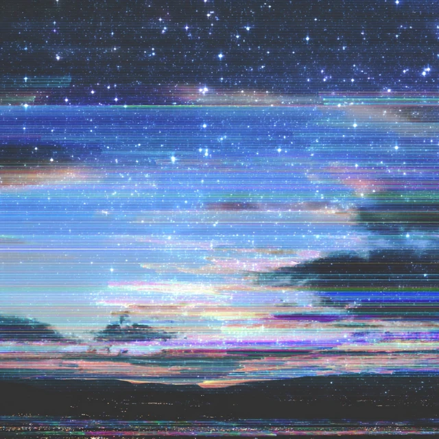 Glitch Art Sparkles in the Sky Dreamy Digital Surrealism