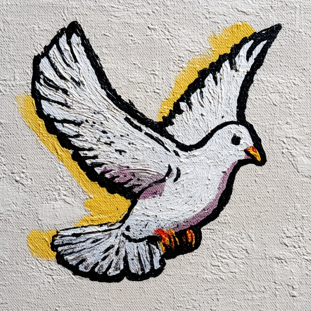 Joyful Dove Acrylic Painting Monochrome Art