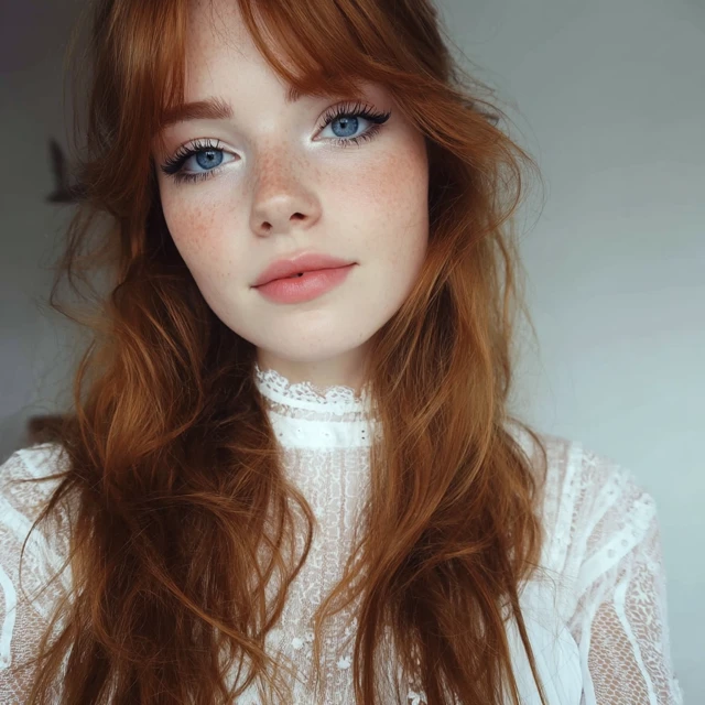 Beautiful Girl Red Hair and Blue Eyes iPhone Photo