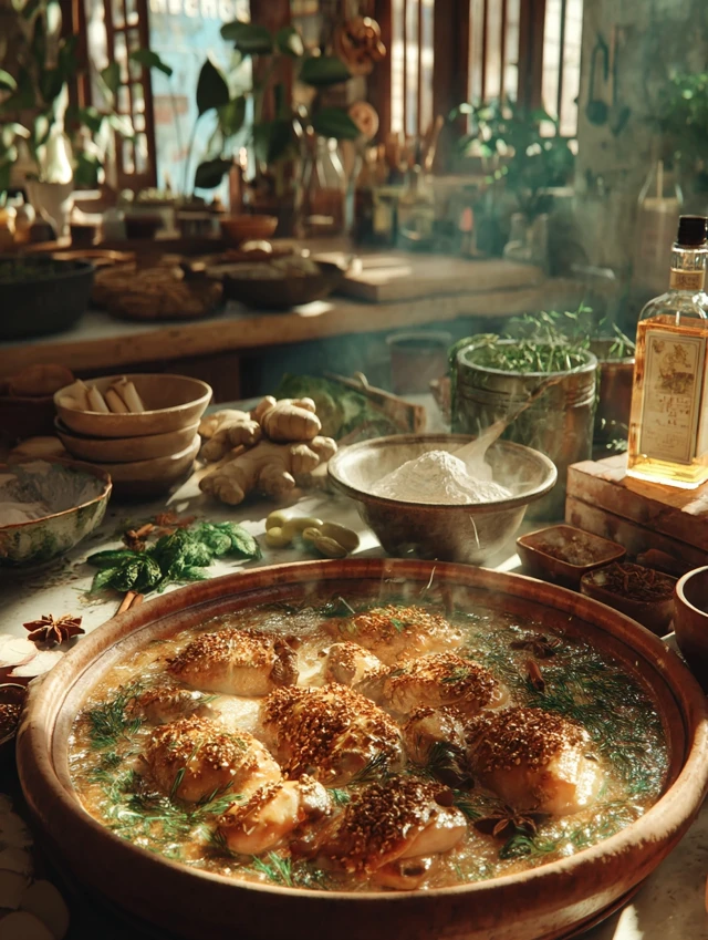 Chicken in Aromatic Sauce Photorealistic Food Photography