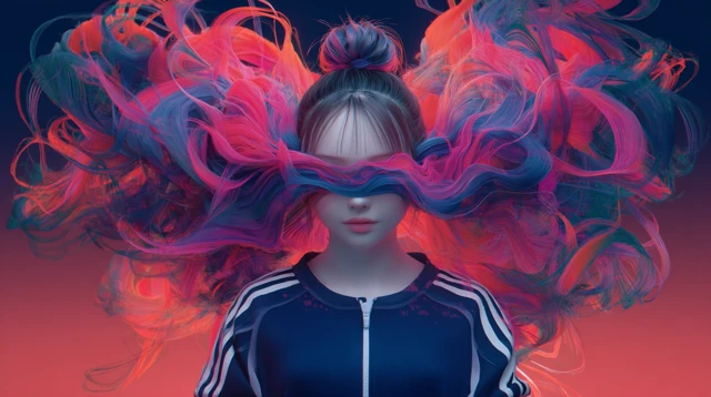 Cyberpunk Fashion Ad Japanese Model Gradients