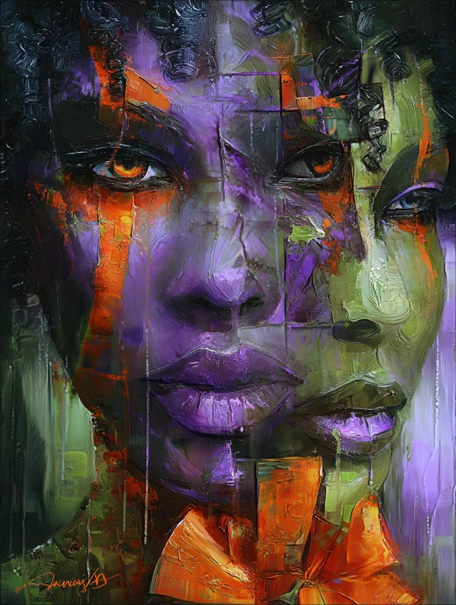 Abstract Woman Painting Colorful and Expressive