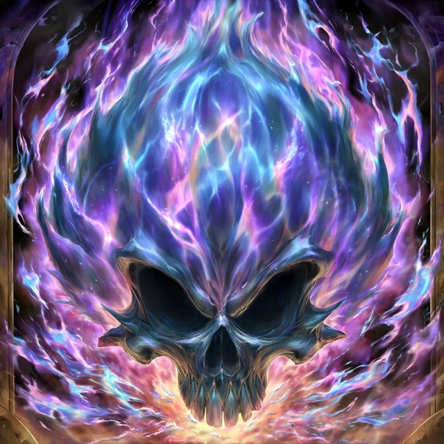 Skull of Flames Fiery Skull Art