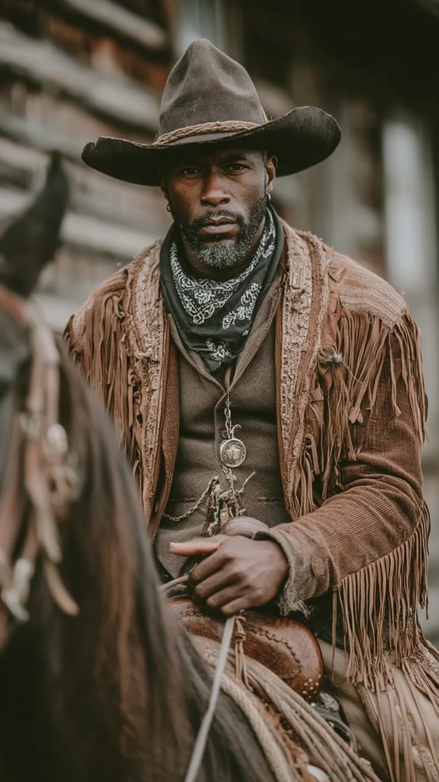 Cowboy on Horseback in the Wild West