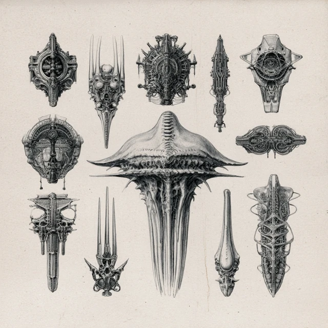 Bio-Mechanic Tattoo Flash Sheet H R Giger Style