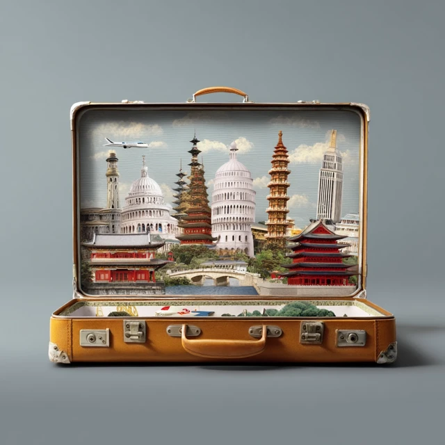 China Landmarks Inside Suitcase Travel Concept