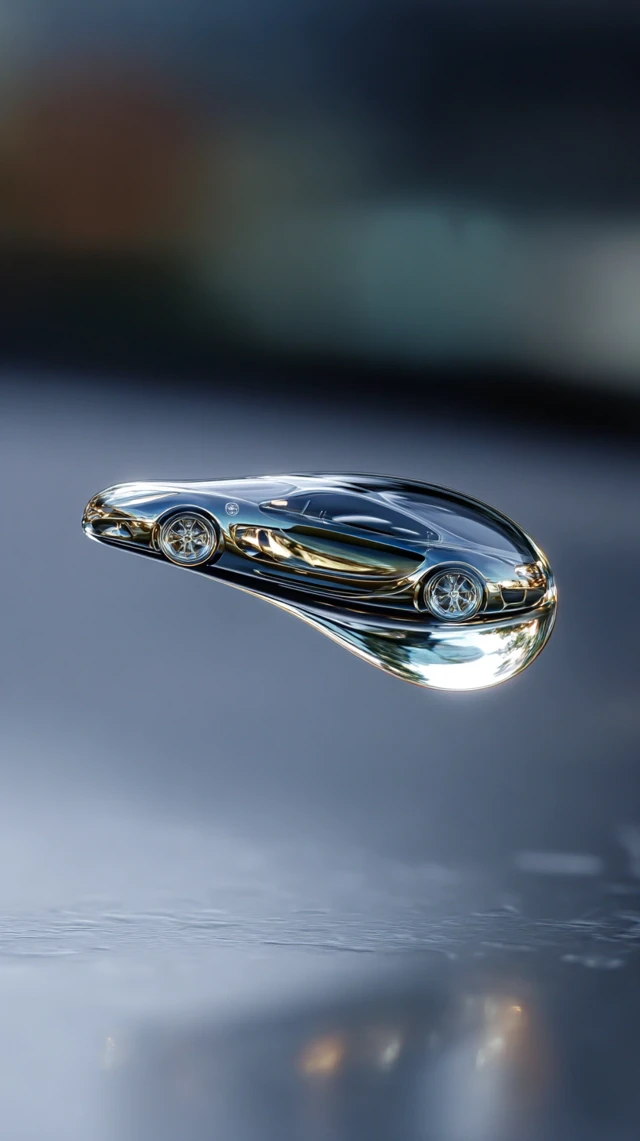 Luxury Car in a Drop of Water: Stunning Transparent Art