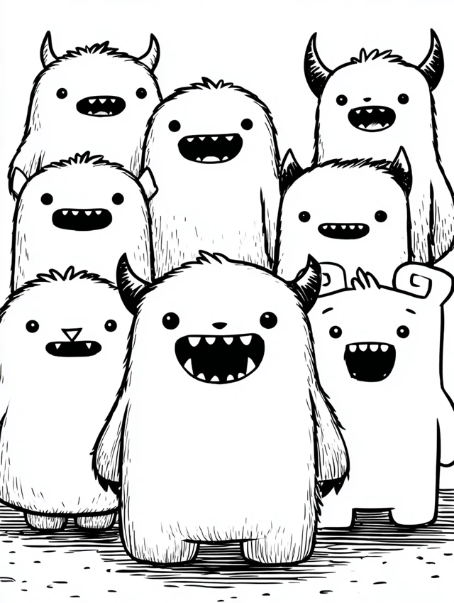Cute Monster Coloring Page for Kids