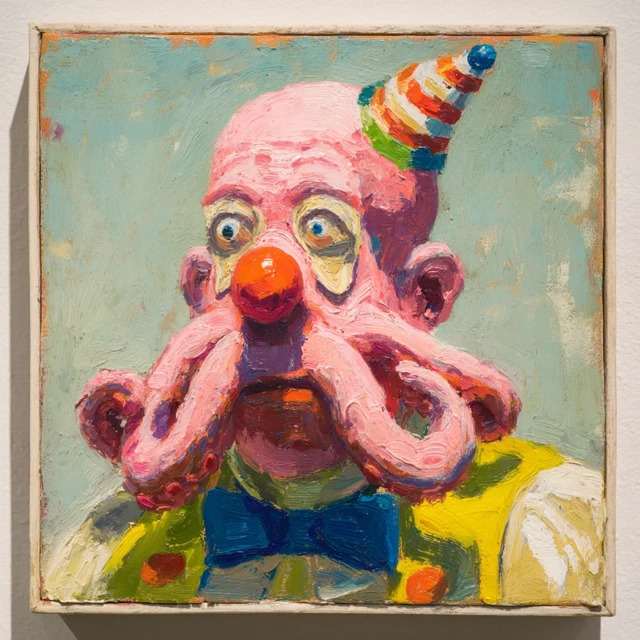 Anthropomorphic Octopus Clown Painting