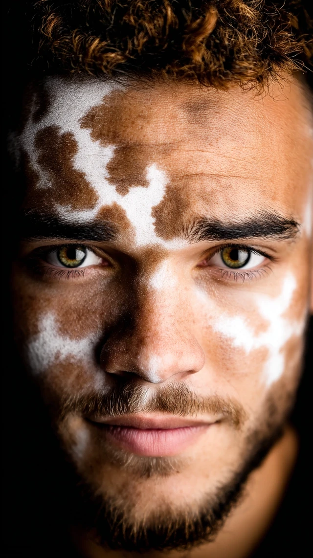 Vitiligo Face Portrait Close Up