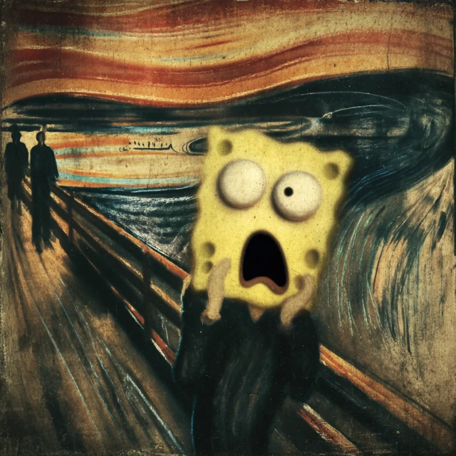 SpongeBob Screams Edward Munch Painting Parody