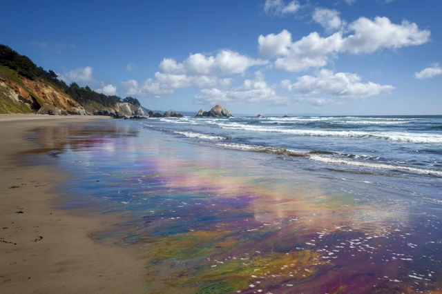 Beach Scene with Colorful Reflections