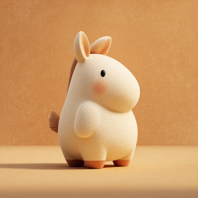 Cute Felt Horse Figure Illustration