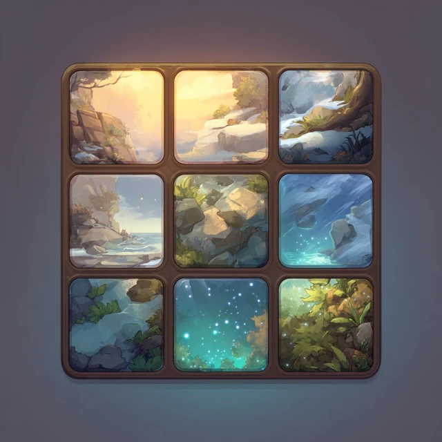Sliding Tile Game Icon Nature Puzzle