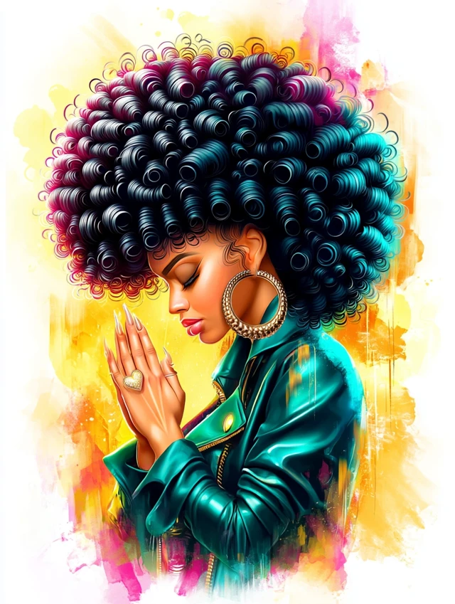 African American Woman Watercolor Illustration