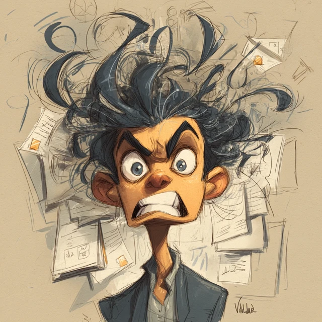 Stressed Out Person Caricature Illustration Art