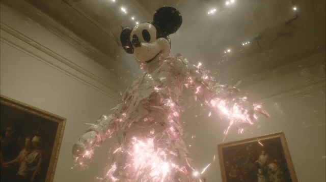 KAWS Mickey Mouse Sculpture in a Museum Gallery