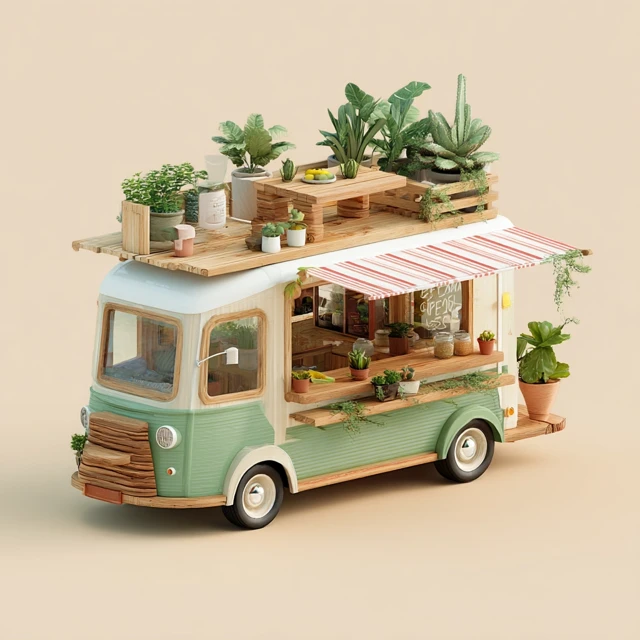 Verde Aesthetic Foodtruck Picnic Vibes 3D Design