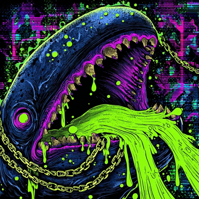 Grotesque Cartoon Whale Head Digital Art