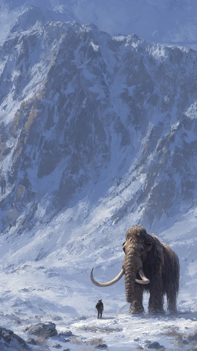 Woolly Mammoth in the Mountains Encounter Illustration