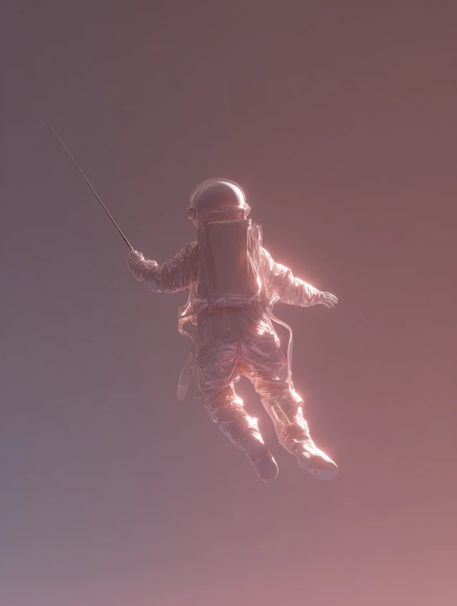 Astronaut Painting in Space Photorealistic Scene