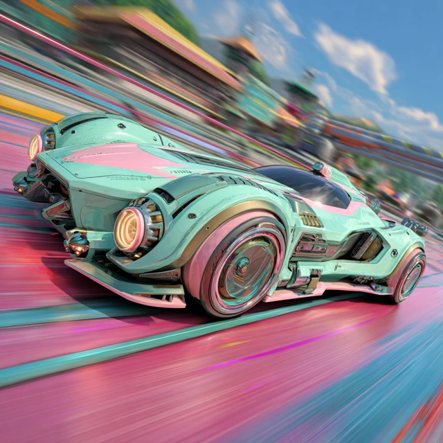 Playful Turbo Booster Racing on Colorful Track