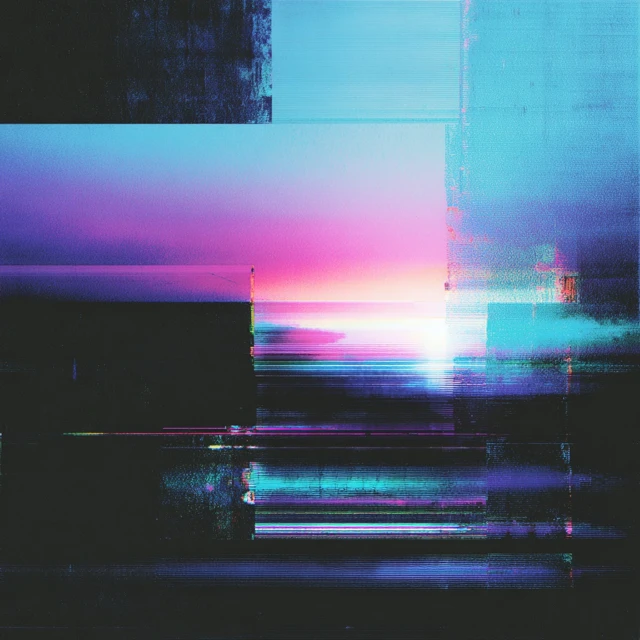 Vaporwave Album Cover Art Glitch Neon Colors