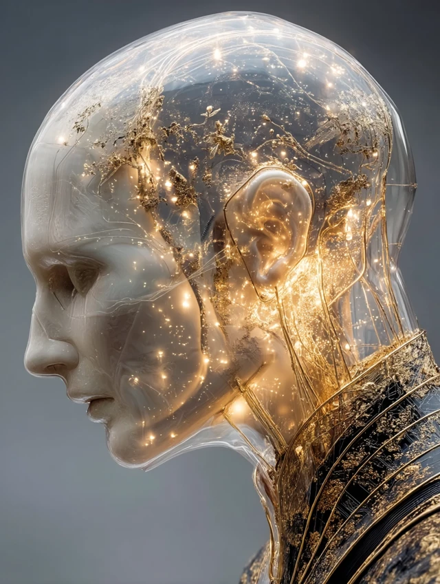 Cyborg Head Portrait Cinematic Lighting