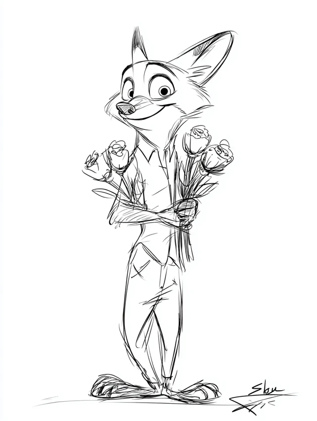 Zootopia Judy Hopps Sketch by Bill Waterson