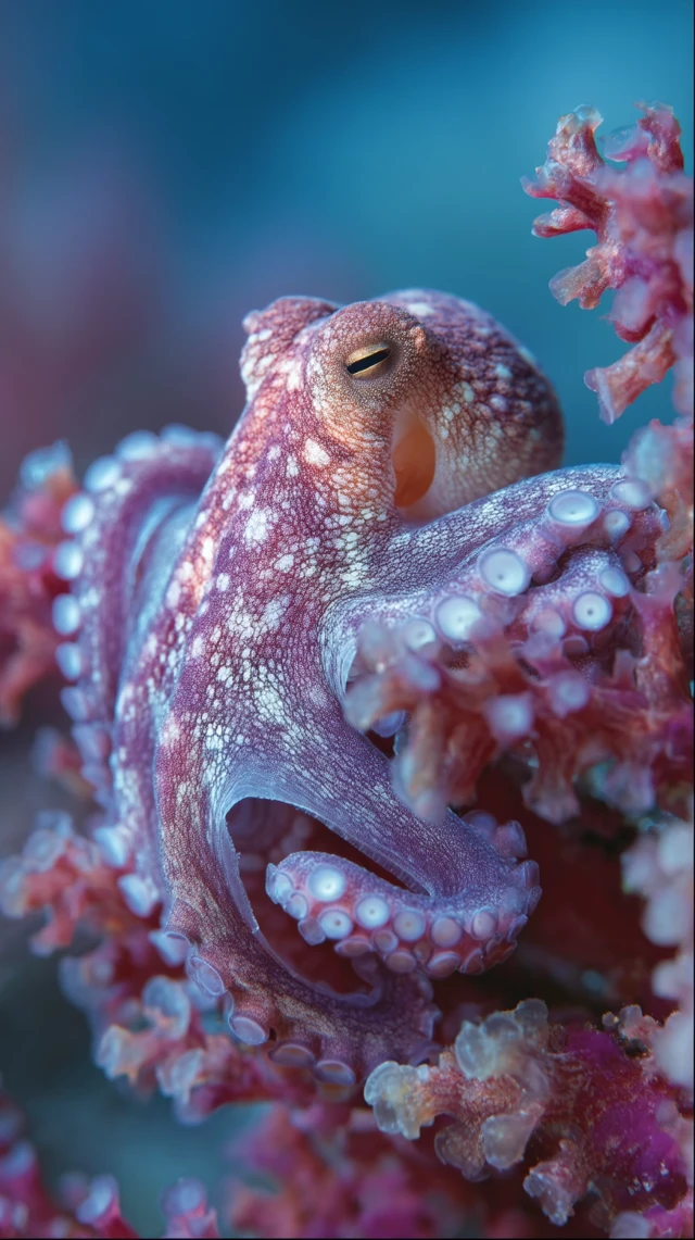 Octopus Camouflaged on Coral Reef Underwater Photo