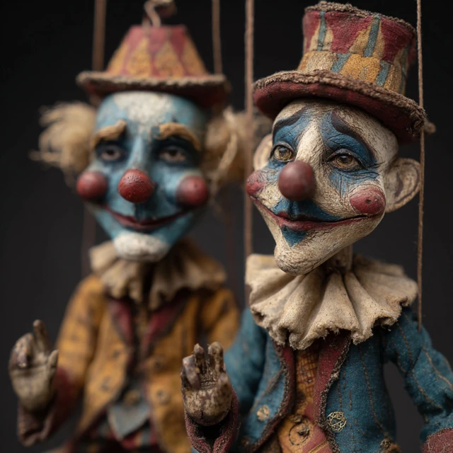 Sad Clown Marionette Dolls