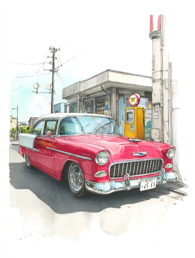 1955 Chevy Bel Air Illustration Katsuhiro Otomo Style