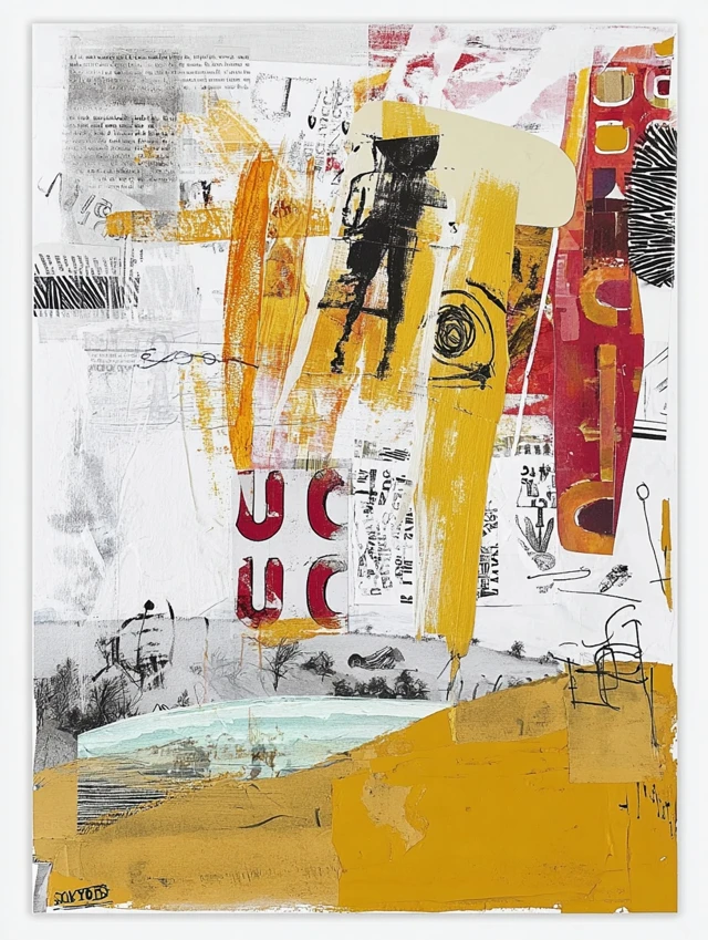 Abstract Painting with Graphic Elements and Colors