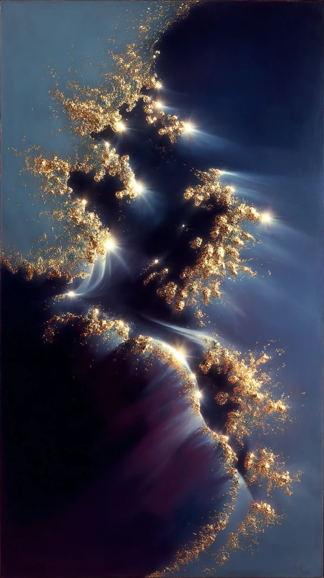 Golden Cloud Abstract Art Digital Illustration