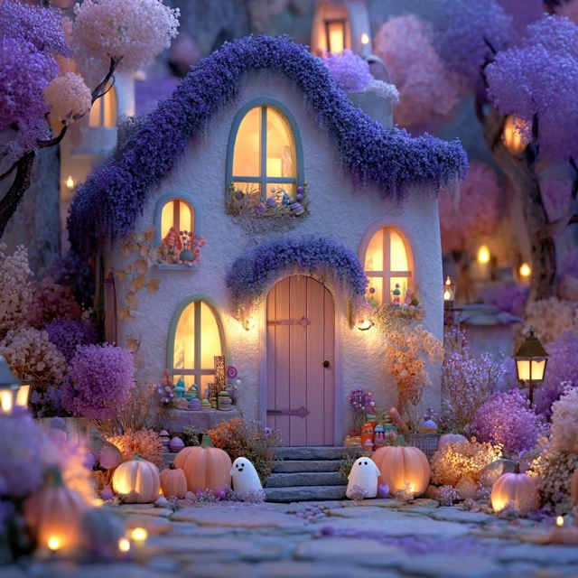 Halloween Fairytale Candy House Pastel Colors