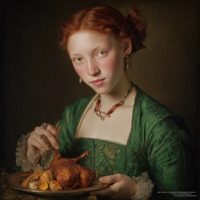Victorian Lady with Red Hair and a Meal