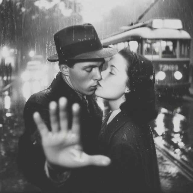 Noir Kiss in the Rain: 1940s Romance