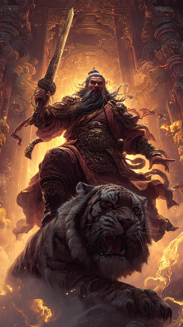 Zhang Tianshi Taoist Master Riding Tiger 3D